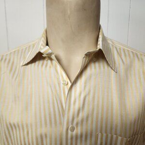 Ike Behar shirt L men's cotton yellow white stripe